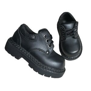 Vintage 90s Y2K Toddler Boys Black Chunky Oxford Shoes